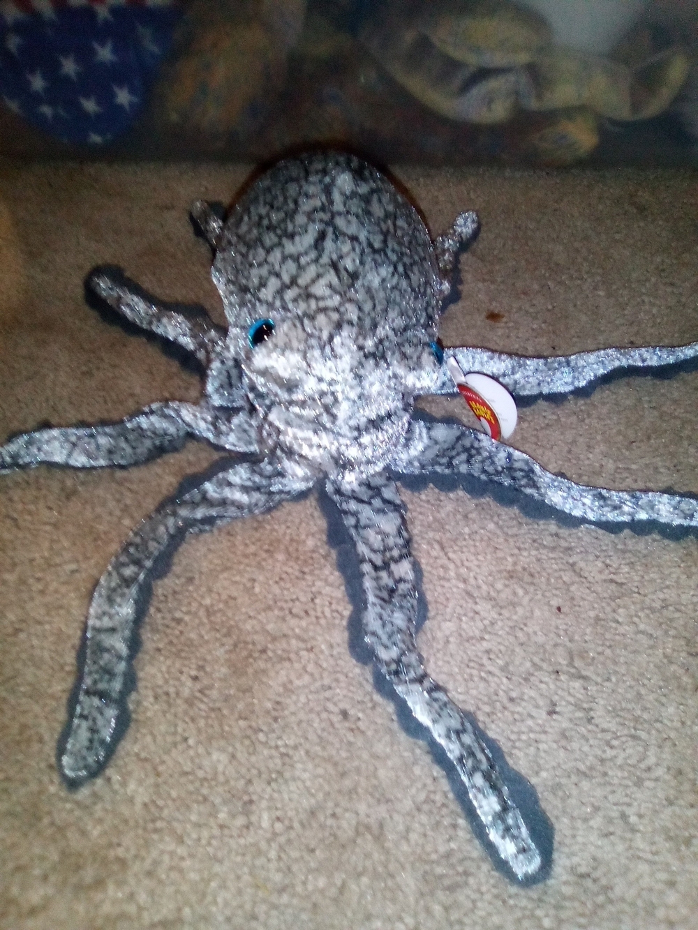 Ty Gray and Black Plush Octopus Pet Toy